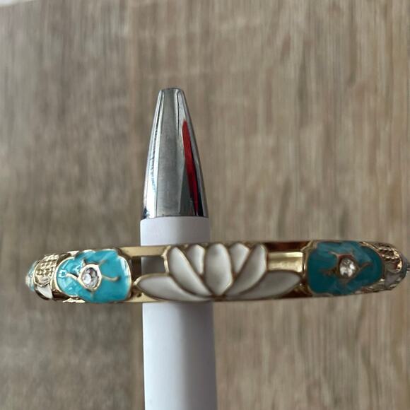 Womens/Teen Enamal Clamper Bracelet/Bangle Blue/white/Gold Boho Feminine - Picture 4 of 6